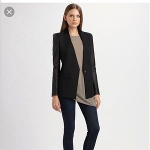 helmut lang wool blazer leather-sleeves size 4 - worn once